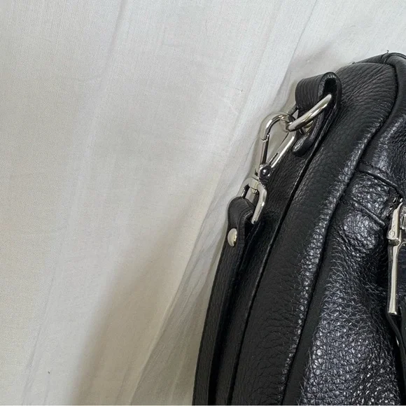 Gianni Notaro Black Pebbled Leather Crescent Bag‎ Handle Crossbody Bag - Picture 5 of 13